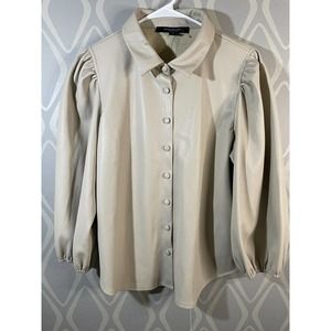 Women's Beige Button Down Shirt